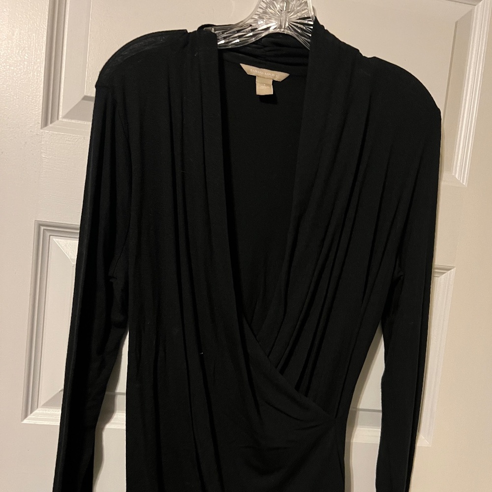 Banana Republic Black Low V Overlap Sweater